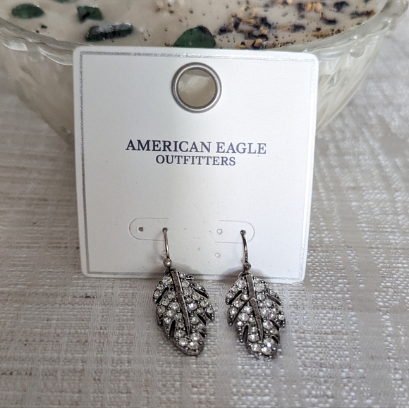 American Eagle Feather Rhinestone Earrings - Picture 9 of 9